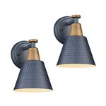 FEMILA Modern Wall Sconces Set of 2, 1-Light Wall Lighting Bathroom Sconces Single Vanity Light, Hammered Metal Shade, Dark Blue,4FG59B-2 Blue