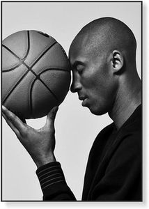 Kobe Bryant Poster Stampa, Black Mamba e Basket In Bianco e Nero Stampa Artistica Fotografica su Tela, Poster da Parete Dipinti Home Decor, Regali per Fan, Frameless,50x70cm