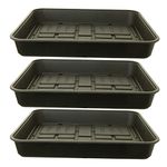 ACCURATE Set of 3 Black Plastic Garden Greenhouse Gravel Tray perfect to hold gravel as a moisture base for flower pots (LARGE)