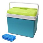 Guaranteed4less Large 35L Cooler Ice Box Camping Festival Beach Picnic Insulated Drinks Coolbox (Turquoise Cool Box & Ice Blocks)