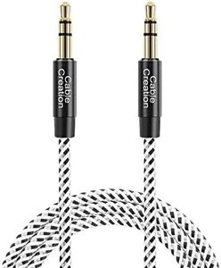 CableCreation Aux Cord (1.5ft/0.45m/18inch), Male to Male 3.5 mm Audio Cable, 1/8 Audio Auxiliary Cord for Car, Headphones,Stereo,Speaker,Echo,Carro(with Aux Port), Black&White