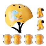 Kids Bike Helmet with Knee Pads Elbow Pads Wrist Guards for Kids Toddler Ages 2-10, Adjustable Kids Helmet for Multi-Sports Skateboard Cycling Bicycle Scooter Skating Climbing (Orange)