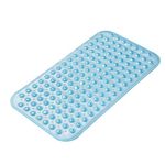 AmazerBath Bath Tub Mat, Medium Size 27.6 x 15 Inches Non-Slip Shower Mats with Suction Cups and Drain Holes, Bathtub Mats Bathroom Mats Machine Washable (Clear Blue)