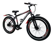 Ralley Jaguar 2.0 26T Full Size Bicycle | Front Suspension | Dual Disc Brakes | Triple Wall Alloy Rims | Single Speed | Matt Finish | Non Gear Cycle Ideal for 10+ Years (Black/Red)