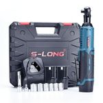 S-LONG Cordless Ratchet Wrench Set, 3/8" 400 RPM 12V Power Electric Ratchet Driver with 12 Sockets, Two 2000mAh Lithium-Ion Batteries and 60-Min Fast Charge