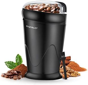 Aigostar Electric Coffee Grinder, Stainless Steel Blade, 150W, 60g Capacity, Cord Storage, Portable & Compact for Coffee Beans, Spice, Nuts, Seeds, Herbs, Black - Breath 30KYI.