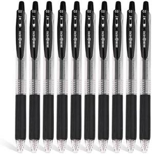 10 PCs Retractable Black Gel Writing Rollerball Pens 0.5mm Ballpoint Back To School Office Student Art Drawing Sketching Pens