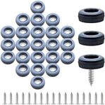 Suiwotin 24pcs 3/4" (19mm) Screw on Furniture Sliders, Teflon Chair Leg Slides, Round Furniture Glides with Screws for Hardwood Floors Protectors (Gray/Black)