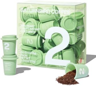 Saturnbird Super Instant Coffee Pods, Specialty Cold Brew Freeze-dried Coffee, No.2 Light-Medium Roast, 100% Arabica, Brew with Hot/Cold Water or Milk, 24 Single-Serve Packets
