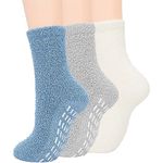 PALAY® 3 Pair Socks for Women, Cozy Coral Velvet Ankle Socks for Women Luxurious Comfort, Anti-Skid, Warm Winter Home Wear in White