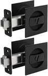 goldenwarm Pocket Door Lock, Matte Black Contemporary Privacy Square Pocket Door Hardware, Black Sliding Pocket Door Lock(2 Pack)