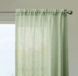 HOMEMONDE Cotton Curtains Sheer Taxture Linen Set of 2 Drapes with Rod Pocket for Living Room, Bedroom Decor, 7 Feet, Mint Green