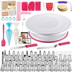 Kootek 230PCs Cake Decorating Kits, Baking Supplies Tools with Cake Stand Turntable, Piping Bags and Tips, Cake Leveler, Frosting Icing Spatulas & More Accessories for Cake Cupcake Decorations