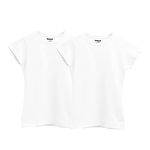 Hangout Hub Girl's Round Neck Solid T-Shirts Girls Plain Tshirt (White White;12-14 Years) Pack of 2 Kids T-Shirts