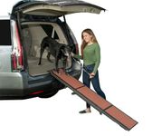 Pet Gear Tri-Fold Ramp, Supports up to 200lbs, 71 in. Long, Patented Compact Easy-Fold Design, Two Models to Choose from, Safety Tether Included