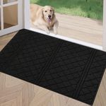 REFETONE Indoor Doormat, Front Back Door Mat 32"x40" Rubber Backing Non Slip Mats, Absorbent Resist Dirt Entrance Rugs for Entryway, Washable Low-Profile Inside Floor Mat for Muddy Wet Shoes, Black