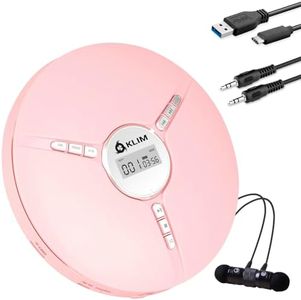 KLIM Discman Portable CD Player with Headphones, Built-in Battery - New - CD Players for Home, Car - Compatible w/SD Card, CD, CD-R, CD-RW, MP3, WMA - 5 EQ Effects - Walkman CD Player - Pink