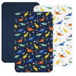 david's kids 3 Pack Mini Crib Sheets, Ultra Soft Comfy Pack N Play Sheets for Boys Girls Neutral，Universal Fit for Pack N Play, Playard and Mini Crib Mattresses, Dinosaur