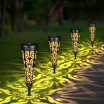 Springwind 6 Packs Metal Solar Lights Outdoor Waterproof Solar Pathway Lights Solar Garden Lights with Unique Light Pattern Solar Yard Lights Landscape Lighting for Pathway Walkway Driveway