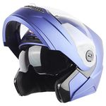 Steelbird SBA-7 7Wings ISI Certified Flip-Up Helmet for Men and Women with Inner Smoke Sun Shield (X-Large 620 MM, Dashing Blue)