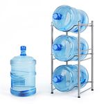 smusei 5 Gallon Water Bottle Holder Water Cooler Jug Rack for 3 Bottles Storage Detachable Heavy Duty Water Jug Organizer Stand for Home Office Kitchen Silver