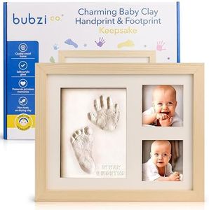 Baby Footprint Kit, Newborn Foot and Hand Print Kit, Infant Keepsake Frame, Nursery Pictures Frames, Infant Handprint, New Mom Gifts, Newborn Essentials Must Haves, Baby Shower Gifts (Natural Wood)