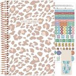 bloom daily planners UNDATED Calendar Year Day Planner - Passion/Goal Organizer - Start Anytime Monthly/Weekly Agenda Book with Tabs (January to December) - 5.5" x 8.25" - Tan Leopard
