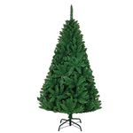 SHATCHI Bushy Imperial Pine Artificial Deluxe Christmas Tree Hinged Branches Pencil Point Tips with Metal Stand Xmas Home Decorations, PVC, Green, 6Ft/180CM