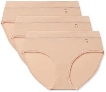 Tommy John Women's Cool Cotton Briefs, Silky Soft Stretch Fabric Seamless Hipster Style Briefs, Panties Full Coverage, Cotton Sporty Panties for Women, Maple Sugar, Small (Pack of 3)