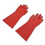 Rubber Insulated Gloves, Safety Electrical Protective Work Gloves High Voltage Insulating Gloves for Electrician Repair 12KV(Red)