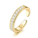 Morfetto 14K Gold Filled Toe Rings for Women Adjustable Open Pinky Rings Huge Band CZ Three Row Gold Toe Rings Foot Jewelry CZ