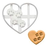 BAKERLOGY Heart Paw Prints Cookie Cutter - Detailed Biscuit Cutter Design for Baking and Crafts, Ideal on Fondant, Dough, Clay