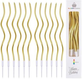 24 Pcs Gold Birthday Cake Candles Spiral Cake Candles with Holders Twisty Cake Candles for Birthday Wedding Party Cake Decorations (24)