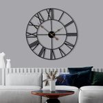 Sorbus Large Decorative Wall Clock, 24" Round Oversized Centurian Roman Numeral Style Modern Home Decor Ideal for Living Room, Analog Metal Clock (Black)