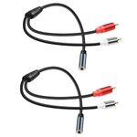 JSADZKJ 3.5mm to 2 RCA Audio Cable 1/8 to 2 RCA Adapter Audio Y Splitter Cable Gold Plated Plug 3.5mm Male Jack to 2 Rca Male Stereo Audio Cable for Tablet Laptop Headset 0.98ft(2pcs) (male to female)