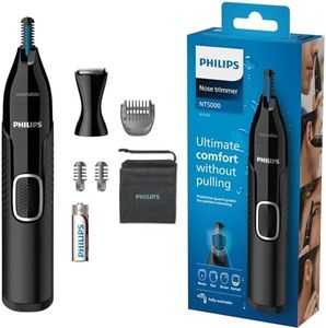 Philips Nose Hair Trimmer, Series 5000 Nose, Ear and Eyebrow Trimmer with Detail Trimmer Attachment, Showerproof with Protective Guard System, Battery-Operated, No pulling Guaranteed - NT5650/16