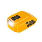 Battery Adapter for Dewalt 14.4V/18V/20V Lithium Ion Battery DC Port & LED Work Light &Dual USB Charger Power Source Power Supply Compatible with Dewalt DCB090 DCB091