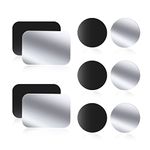 Metal Mount Plate for Magnetic Phone Car Holder 10 Pack - WONLIVE Self Adhesive Metal Plate for Automobile Phone Magnet Sticker, 6 Round and 4 Rectangle, Black & Silver