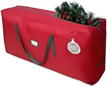 HOLIDAY SPIRIT Christmas Tree Storage Bag, Heavy-Duty 600D Oxford Material with Durable Reinforced Handles & Zipper, Waterproof Dust Protection (Red, Fits a 9FT Tree)