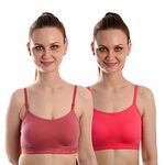 MISFIRE Girls Adjustable Peppy Colored Non Padded Sports Bra Wirefree Everyday Bra for Women Bra Combo Pack of 2, Xtra Small Ladies Bra Combo for Women and Girls