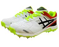 HITMAX Sports Impact-21 Metal Spikes Cricket Shoes for Men (3) White