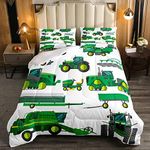 Tractor Bedding Set Twin Size Equipment Trucks Comforter Excavator Comforter Set for Child Kids Boys Teens Construction Site Car Quilt Set for Car Theme Room Bedroom Dorm Decor with 1 pillow case