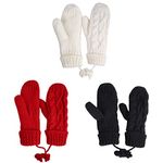 AURUZA Women Gloves Mittens,Winter Warm Gloves Heat Weaver Cable Knit, Women Gloves Ladies Thick Fleece Lined Insulated Warm Knitted Winter Thermal Mittens for Christmas Birthday Gift(1Pair)