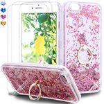 Feyten iPhone 6S/ iPhone 6 Case with Tempered Glass Screen Protector [2 pack], Sparkly Glitter Bling Flowing Liquid Floating Case Cover with Kickstand for iPhone 6S/6 4.7" (Rose Gold)