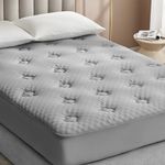 Hansleep Queen Mattress Topper, Grey, 60x80 Inches, Memory Foam with Down Alternative Fillings, Deep Pocket, Breathable, Cooling Gel, Eco-Friendly, Moisture-Wicking, Washable