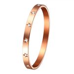 JewelryWe Womens Rosegold Bangle Bracelet: Ladies Stainless Steel Star Cubic Zirconia Charm Cuff Bracelets Gifts for Mother's Day Wedding Couples Birthdays