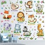 DECOWALL DS12-8074 Jungle Animal Wall Decals Removable Woodland Safari Animal Wall Sticker with Inspirational Quotes for Baby Boys Girls Infant Children Kids Nursery Bedroom Classroom Playroom