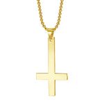 Cross Necklace for Men Cuban Link Chain Layered Necklace Mens Stainless Steel Gold Silver Black Cross Pendant Necklace Jewelry Gifts for Boyfriend Husband Friends(C2:Gold Cross Necklace)