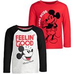 Disney Mickey Mouse Infant Baby Boys 2 Pack Long Sleeve T-Shirts Black/Red 12 Months