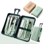 GRACIOUS MART 12pcs Nail Clipper Manicure Set Pedicure Care Tools Stainless Steel Women Grooming Kit Travel Case (PISTA)